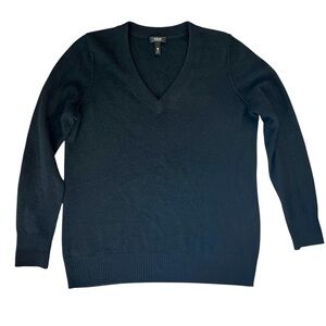 Aqua Deep Black V-Neck cashmere Sweater Sz L